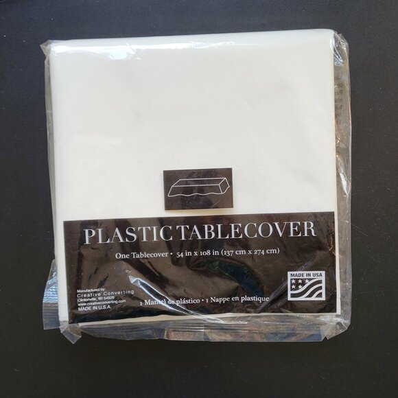 Plastic Disposable Table Cover Touch of Color White 108" L x54" W for Large Area - Picture 3 of 5
